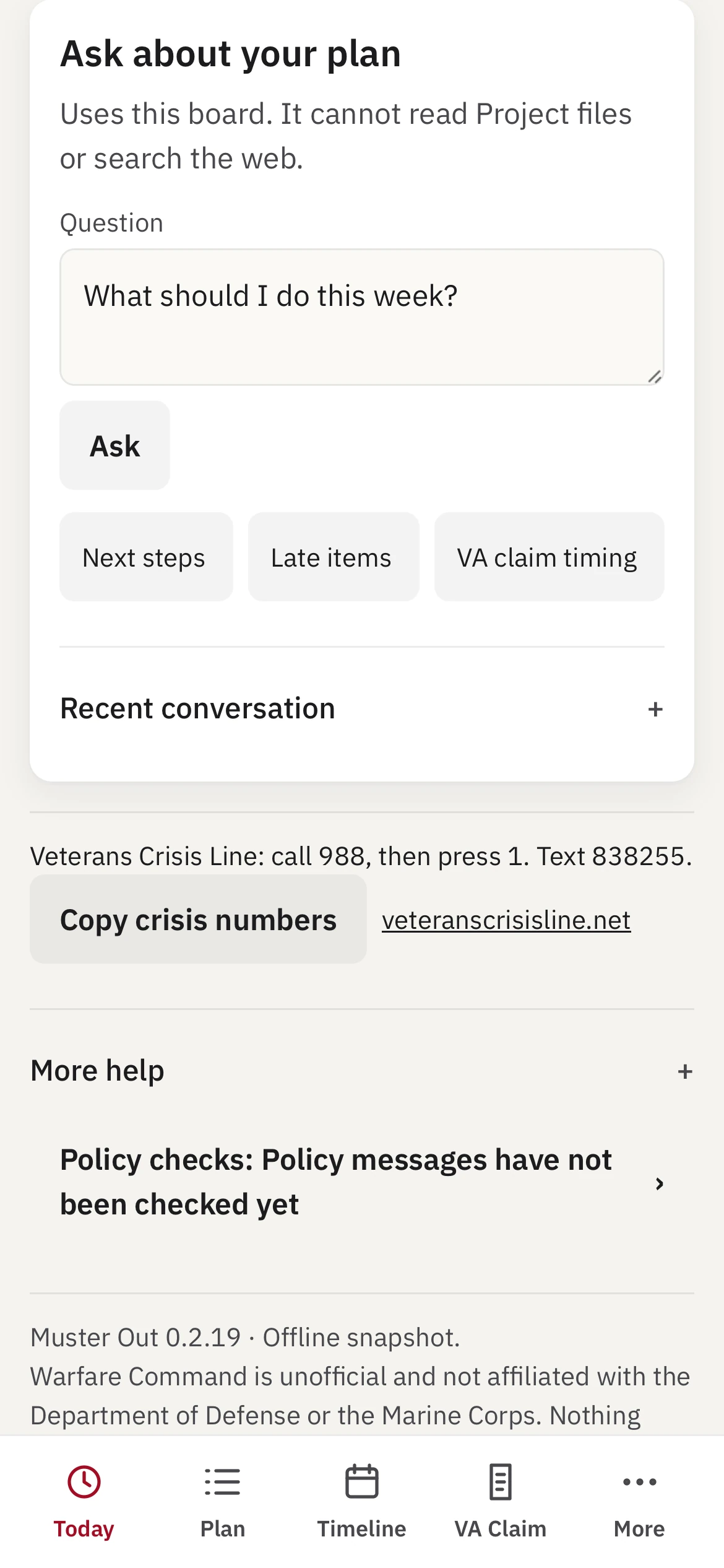 The current Ask interface with the question What should I do this week?